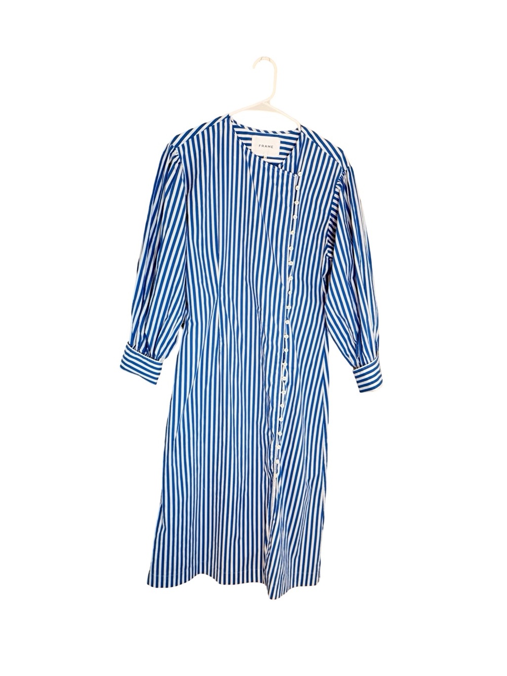 Frame Blue Striped Dress Size Large 100% Organic Cotton - Picture 2 of 9